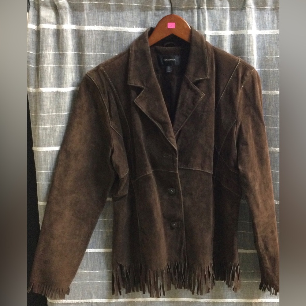 Colebrook Brown Suede Fringe Jacket-XL
